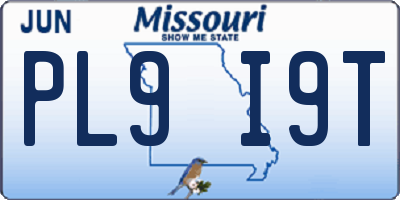 MO license plate PL9I9T