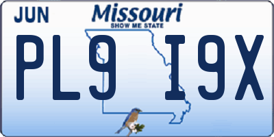 MO license plate PL9I9X