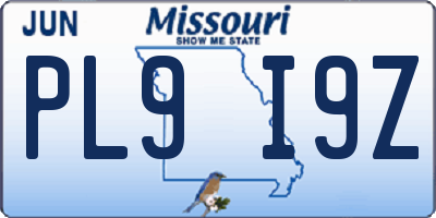 MO license plate PL9I9Z