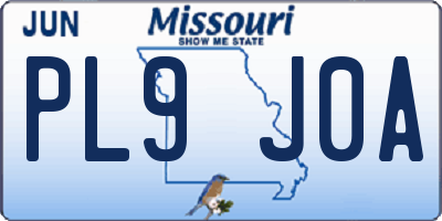 MO license plate PL9J0A