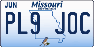 MO license plate PL9J0C