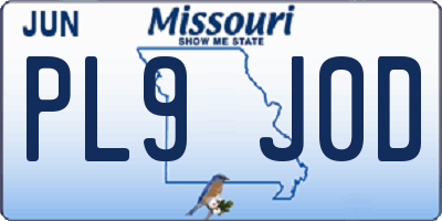 MO license plate PL9J0D