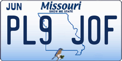 MO license plate PL9J0F