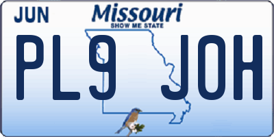 MO license plate PL9J0H