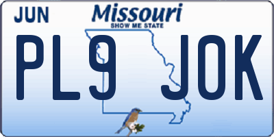 MO license plate PL9J0K