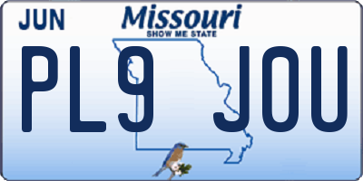 MO license plate PL9J0U
