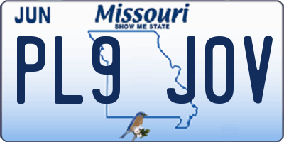 MO license plate PL9J0V