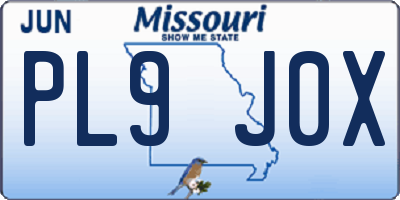 MO license plate PL9J0X