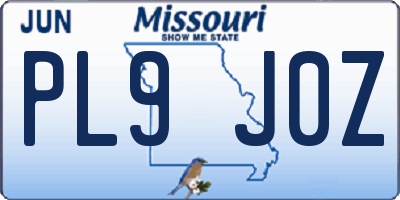 MO license plate PL9J0Z