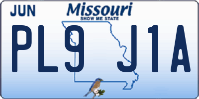 MO license plate PL9J1A