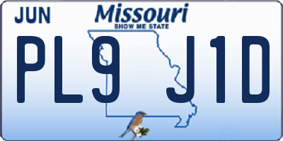 MO license plate PL9J1D