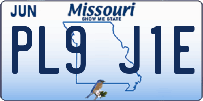 MO license plate PL9J1E