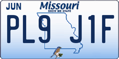 MO license plate PL9J1F