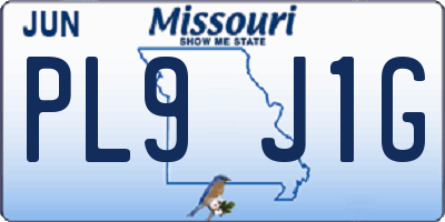 MO license plate PL9J1G