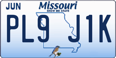 MO license plate PL9J1K
