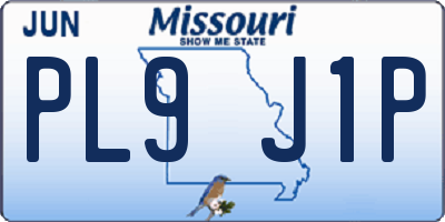 MO license plate PL9J1P