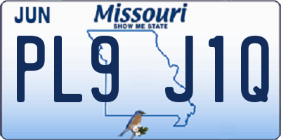 MO license plate PL9J1Q