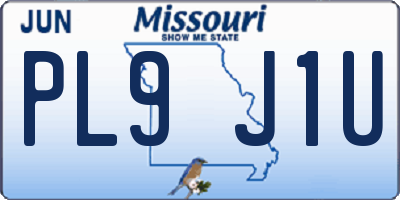 MO license plate PL9J1U