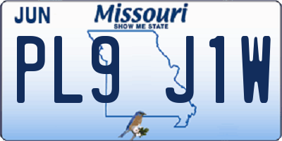 MO license plate PL9J1W