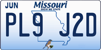 MO license plate PL9J2D