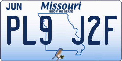 MO license plate PL9J2F