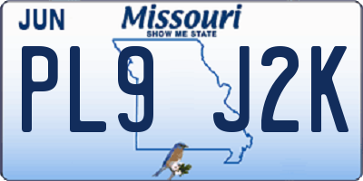 MO license plate PL9J2K