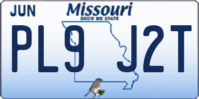 MO license plate PL9J2T
