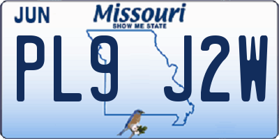 MO license plate PL9J2W
