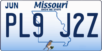 MO license plate PL9J2Z
