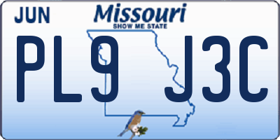 MO license plate PL9J3C