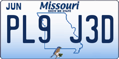 MO license plate PL9J3D