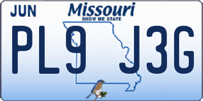 MO license plate PL9J3G
