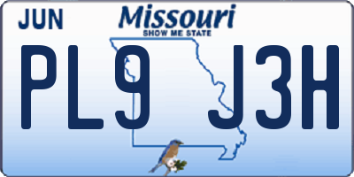 MO license plate PL9J3H
