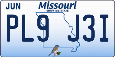 MO license plate PL9J3I