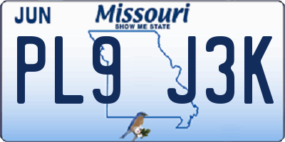 MO license plate PL9J3K