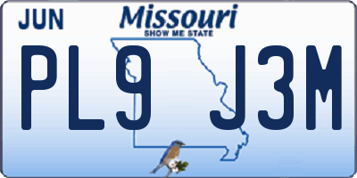 MO license plate PL9J3M