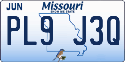 MO license plate PL9J3Q