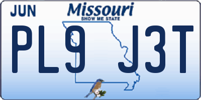 MO license plate PL9J3T