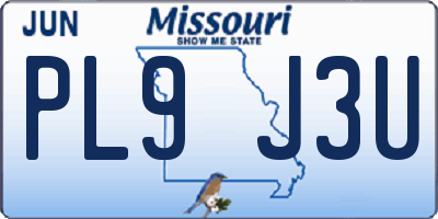 MO license plate PL9J3U