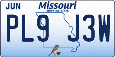 MO license plate PL9J3W