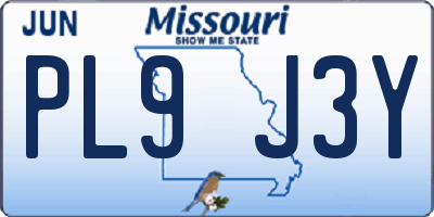 MO license plate PL9J3Y