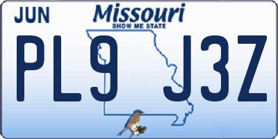 MO license plate PL9J3Z