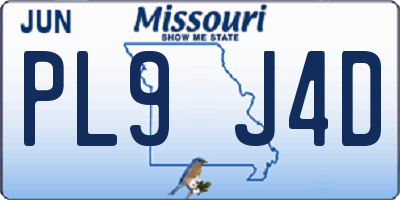 MO license plate PL9J4D