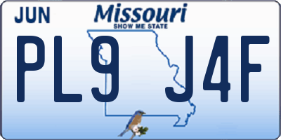 MO license plate PL9J4F