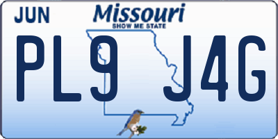 MO license plate PL9J4G
