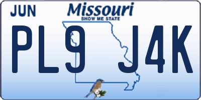 MO license plate PL9J4K