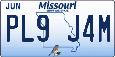 MO license plate PL9J4M