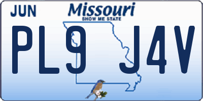 MO license plate PL9J4V