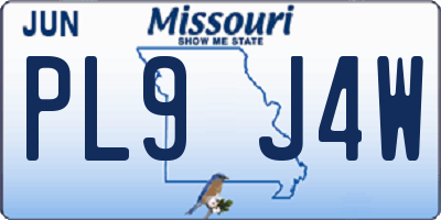 MO license plate PL9J4W