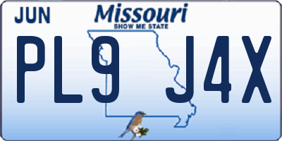 MO license plate PL9J4X